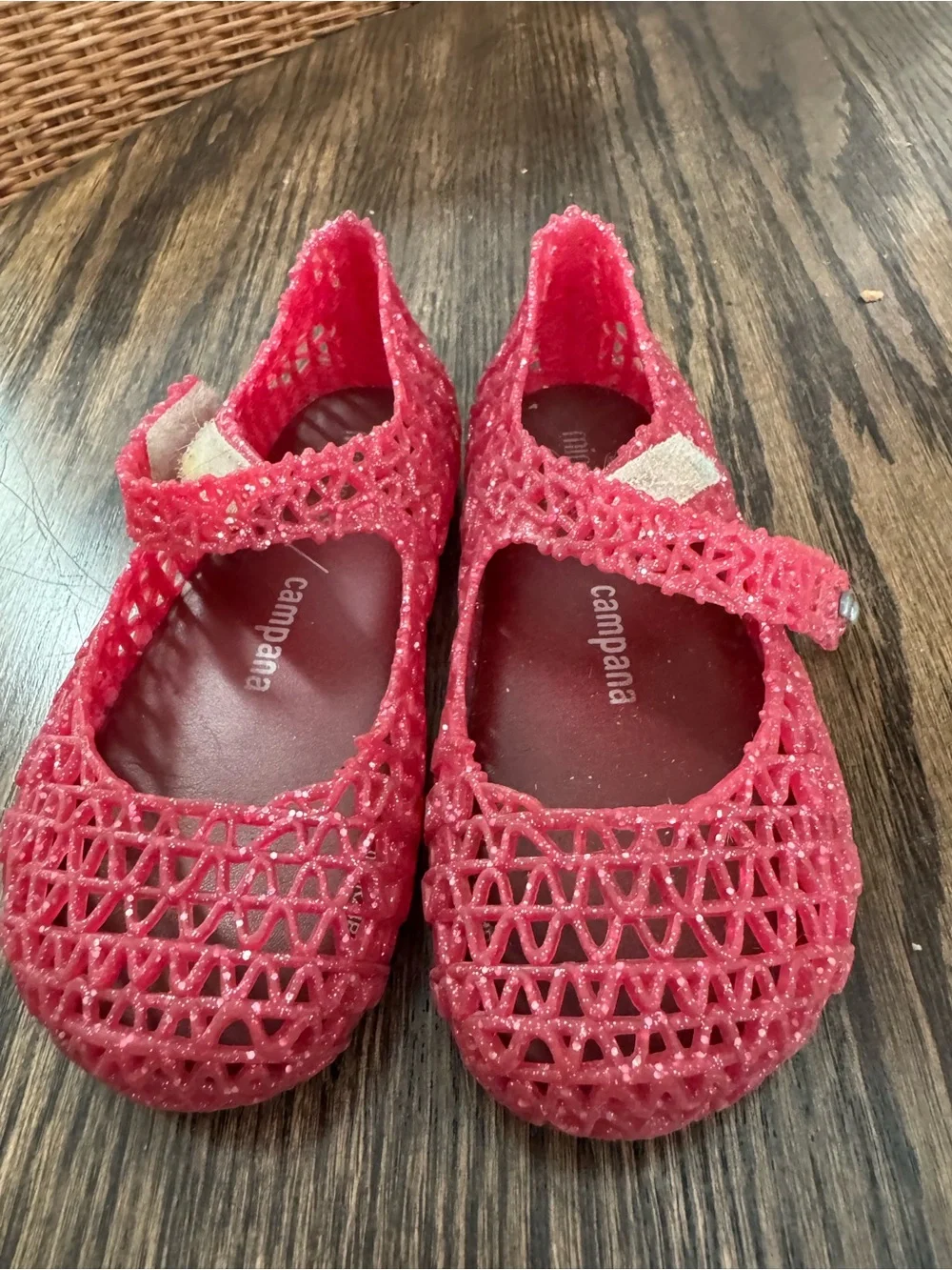 Mini Melissa Girls Glitter Pink Jelly Mary Jane Sandals